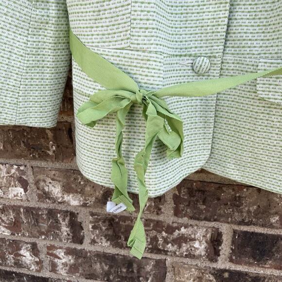 VTG‎ Old Navy Blazer Womens L Jacket Y2K Brat Green Career Coat Bow Ribbon - Picture 3 of 7